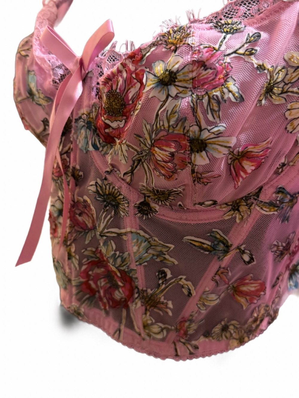 Victoria Secret Pink Floral Corset with adjustable unique straps Sz Lg EUC - Picture 5 of 9